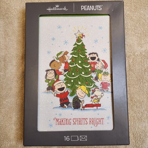 Hallmark Peanuts Charlie Brown "Making Spirits Bright" Christmas Cards set/16 - Picture 1 of 4